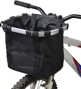 Redlution Bicycle Bike Detachable Cycle Front Canvas Basket Carrier Bag Pet Carrier Aluminum Alloy Frame Pet Carrier