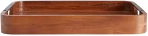 Dunelm Acacia Wood Tray, Country, Black/Brown, Walnut, Acacia Wood/Iron/Wood