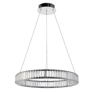 Luminosa Foggia Single Pendant Ceiling Lamp, Chrome Plate, Crystal