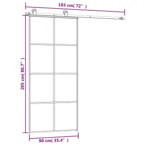 Berkfield Sliding Door with Hardware Set 90x205 cm ESG Glass&Aluminium