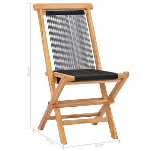 Berkfield Folding Garden Chairs 2 pcs Solid Teak Wood and Rope