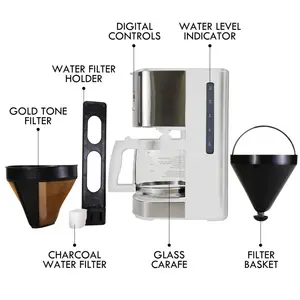 Kenmore Drip Coffee Maker Machine, 1.8L Filter Coffee Machine with Timer White