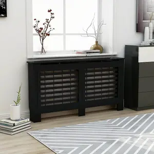 Berkfield Radiator Cover Black 152x19x81 cm MDF