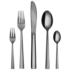 Velaze 30 Piece Stainless Steel Cutlery Set , Service for 6 Black