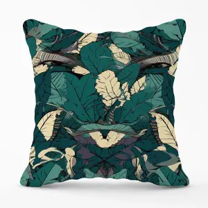 Green Beige Tropical Leaves Outdoor Cushion 45cm x 45cm