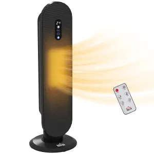 HOMCOM Ceramic Space Heater Tower Heater With 45 Degree Oscillation, Black