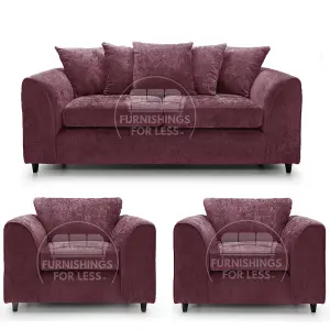 Monaco Chenille Fabric 3 Piece Sofa Set - 3 1 1 Purple