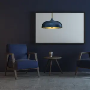 Milagro Pendant Lamp Lincoln Blue/Gold 1XE27 35cm