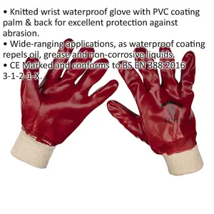 120 PAIRS - LARGE General Purpose PVC Gloves - Knitted Wrists - Waterproof