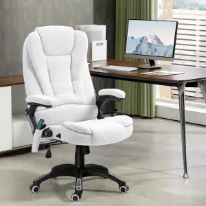 Vinsetto Office Chair w/ Heating Massage Points Relaxing Reclining Cream White