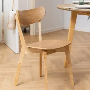 Roxy Luxury Wooden Chair Retro Scandinavian Style - Natural Oak Colour