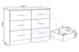 Nevada 6 Drawer Chest in White Gloss