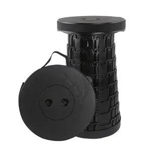 Black Portable Telescopic Stool, Collapsible Plastic Stool for Hiking, Fishing, Camping