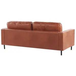 Faux Leather Living Room Set Golden Brown SAVALEN