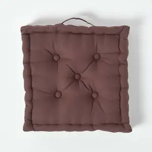 Homescapes Cotton Chocolate Brown Floor Cushion, 50 x 50 cm