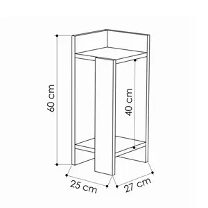 Lochlan Modern Compact Nightstand Bedside Table 25 x 27 x 60cm  Bedroom Furniture Oak / Left Orientation