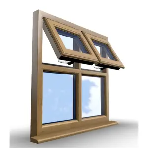 895mm (W) x 895mm (H) Wooden Stormproof Window - 2 Top Opening Windows -Toughened Safety Glass