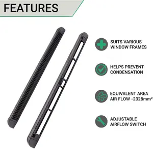 EAI Trickle Window Slot Vent Easy Fitting Inside & Out  - 290mm - 2328mm²EA - Black