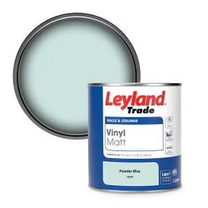 Leyland Trade Vinyl Matt Walls & Ceilings Emulsion Paint Powder Blue (18E49) 1L