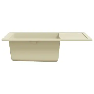 Berkfield Kitchen Sink with Overflow Hole Oval Beige Granite