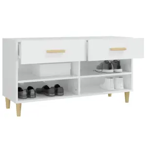 Berkfield Shoe Cabinet High Gloss White 102x35x55 cm Engineered Wood