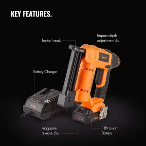 VonHaus Cordless Nail Gun 18v Li-ion, 2-in-1 Nailer Stapler Gun Battery Operated - for DIY, Fabrics, Upholstery, Home Improvement