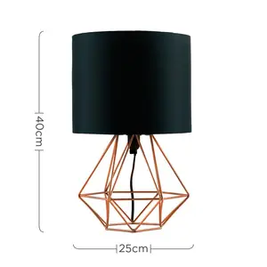 Butera 40Cm Table Lamp Set (Set of 2) Copper Base/Black Shade / Yes