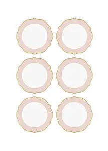 Rozi Jaswely Collection Porcelain Side Plates, Set of 6 - Pink