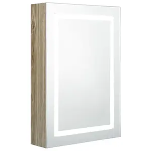 Berkfield LED Bathroom Mirror Cabinet Oak 50x13x70 cm