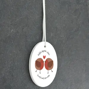 Sanson Robin Robins Appear Loved Ones Near Oval Shaped Ceramic  Ornament