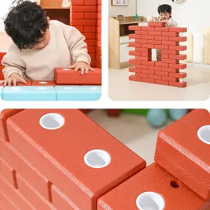 Stacking Building Blocks Toy for Kids ,50-Piece Set-Red