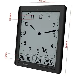 Radio Control Large LCD  Digital Analog  Style Wall Clock ( Black )