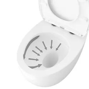 GoodHome Kentia White Rimless Wall hung Round Toilet pan with Soft close seat