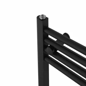 Rinse Bathrooms 600W Electric Heated Warming Towel Rail Bathroom Radiator Black - 1000x600mm