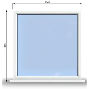 1145mm (W) x 1195mm (H) PVCu StormProof Window - 1 Non Opening Window - Toughened Safety Glass - White