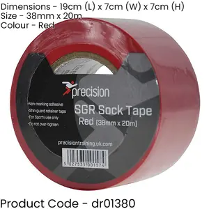 5 PACK - 38mm x 20m RED Sock Tape - Football Shin Guard Pads Holder Tape