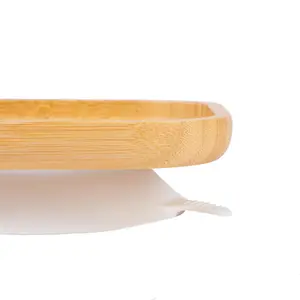 Tiny Dining - Children's Bamboo Suction Square Plate - White