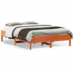 Berkfield Bed Frame without Mattress Wax Brown 135x190 cm Double Solid Wood Pine