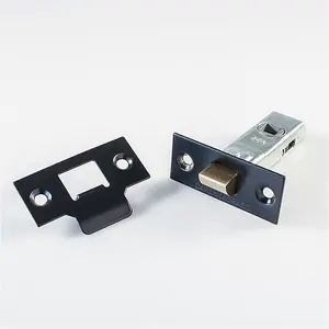 76mm Standard Tubular Door Latch Square Strike Plate & Forend Matt Black