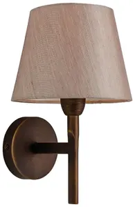 Luminosa Transition 1 Light Single Indoor Wall Light Bronze, Oyster Shade, E14