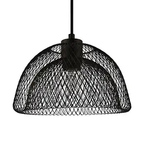 Industrial and Modern Double Mesh Wire 26cm Pendant Light Shade in Matte Black