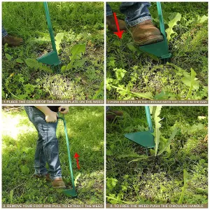 Long Handled Easy Weeder Killer Grabber - Lightweight - Easy Ejection Mechanism - Weed Puller Root Remover