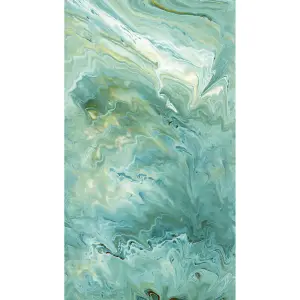 Grandeco Marble 3 lane repeatable Textured Mural, 2.8 x 1.59m Aqua Green