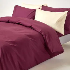 Homescapes Plum Egyptian Cotton Duvet Cover with Pillowcases 200 TC, Double