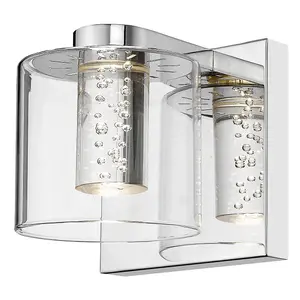 Luminosa Contemporary Integrated LED Cylindrical Wall Lamp Chrome, Glass 3000K