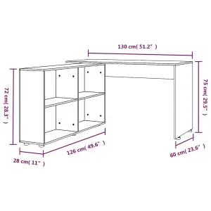 Berkfield Corner Desk Smoked Oak Engineered Wood