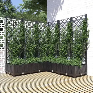 Berkfield Garden Planter with Trellis Black 120x120x121.5 cm PP