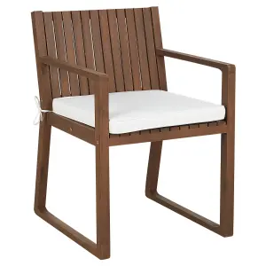 Set of 8 Garden Chairs with Cushions SASSARI Acacia Wood Off-White