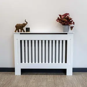 White Vertical Line Design Radiator Cover - Small