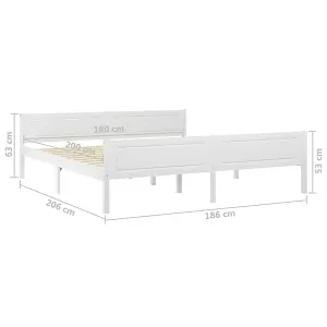 Berkfield Bed Frame Solid Pinewood White 180x200 cm 6FT Super King